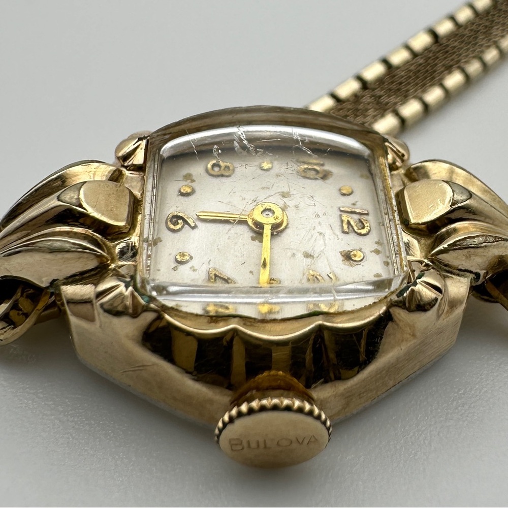 Vintage Bulova Womens Watch Gold 10k RGP Swiss L6 Wind Up Watch 1950s Antique - Picture 8 of 15